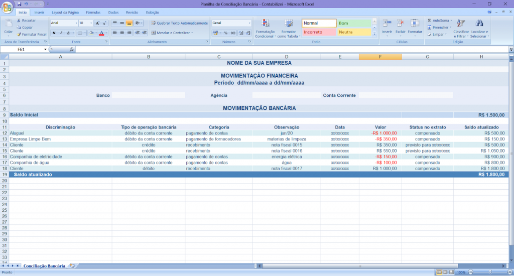 Ainda Que Simples Ele Contém Os Dados Necessários Para Uma Boa Conciliação Bancária Como O 1087